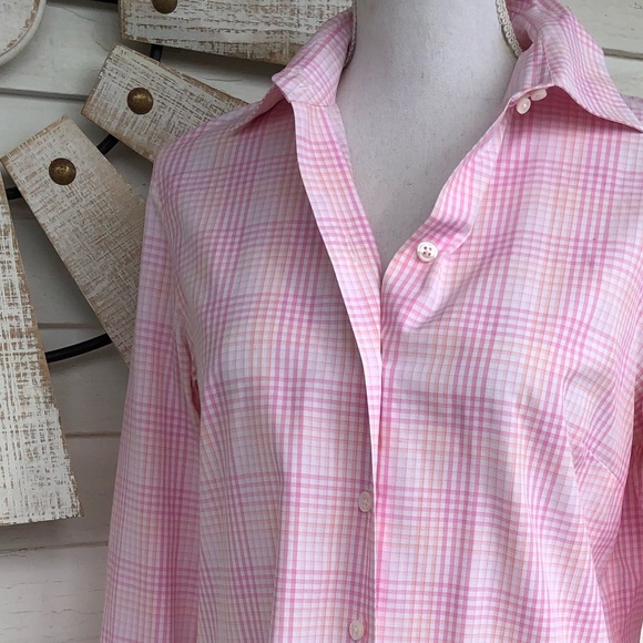 Talbots Tops - Talbots Pink Check Plaid Button Down Shirt